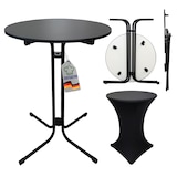 thumbnail of CHEFGASTRO Stehtisch mit Hussen klappbar Rund Rund HxØ 110x80cm Bistrotisch Stahl MDF-Platte mit Edelstahlbeschichtung Schwarz wetterfest Gartentisch