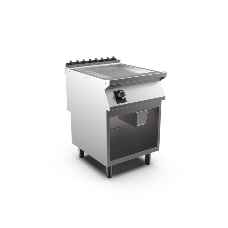 Mareno M1-700 elektrische Grillplatte mit 2/3 glatter und 1/3 gerippter Mattchromplatte, 60cm