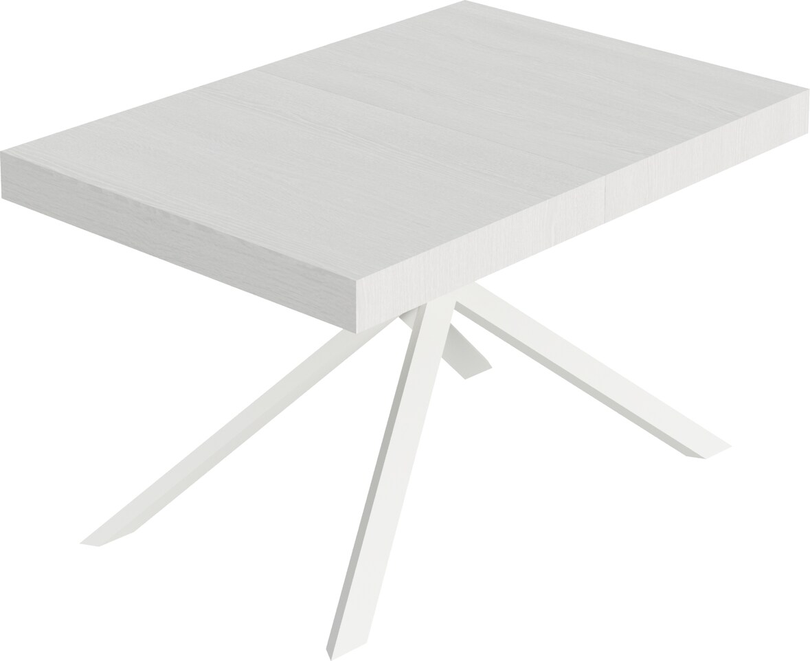 Niket ausziehbarer Tisch 140/244x90 cm, Esche weiß mit weißen Beinen