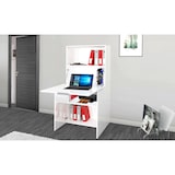 thumbnail of Dmora Scrivania Gianpiero, Mobile multiuso con scaffali e piano da lavoro, Tavolo per ufficio, Salvaspazio multiposizione, cm 70x35h140, Bianco lucido