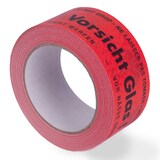 thumbnail of 2 Rollen Papier-Klebeband "Vorsicht Glas" nachhaltig Paketband Packband 50mm x 50m 135my braun / rot