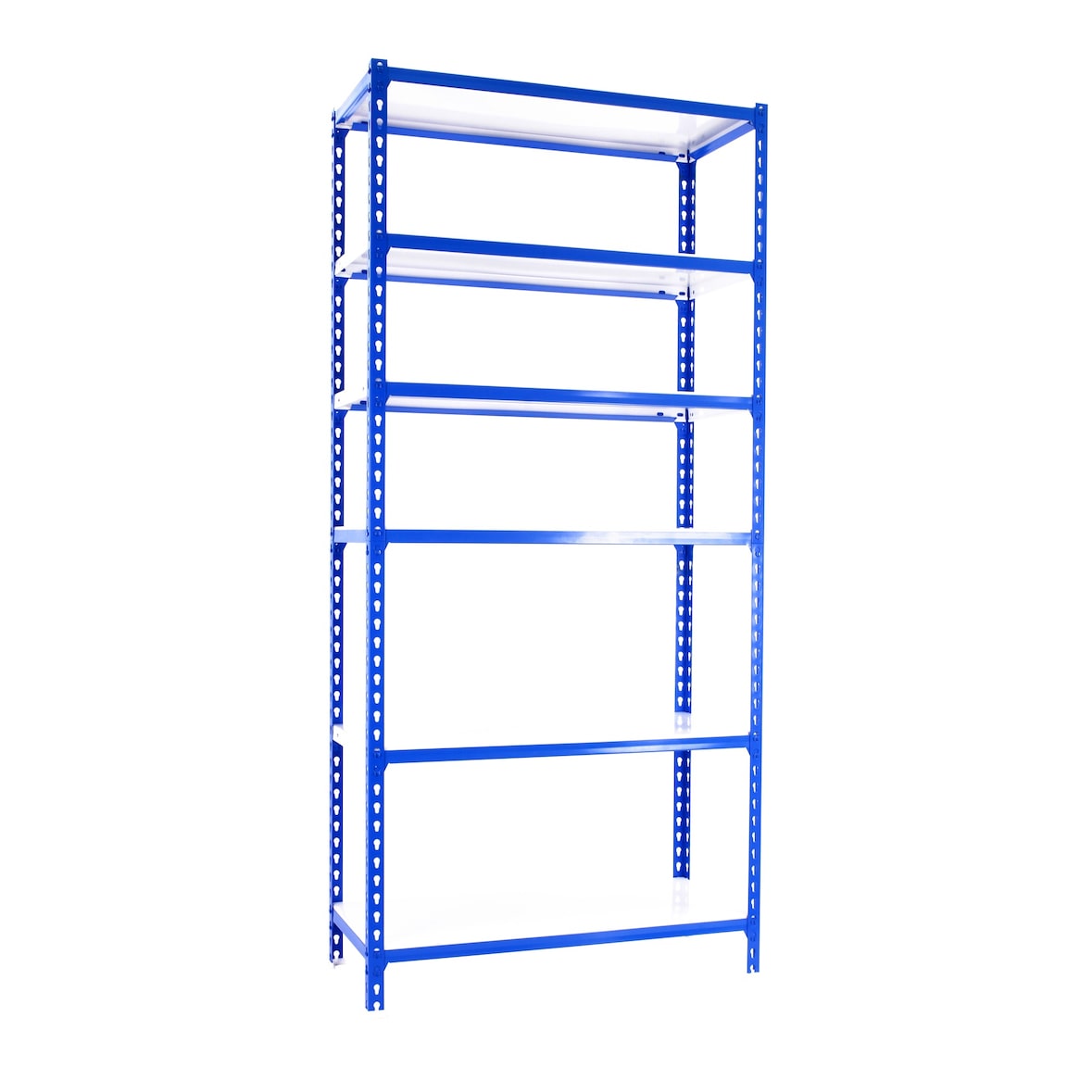 SimonRack Metallregal, 2500x1000x400 mm, 6 Ebenen, Metallboden, 180 kg Biegepunkt, Blau/Weiss - Simonclick