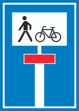 thumbnail of Sackgasse Radverkehr Fußgänger erlaubt Schild A2 (420x594mm)