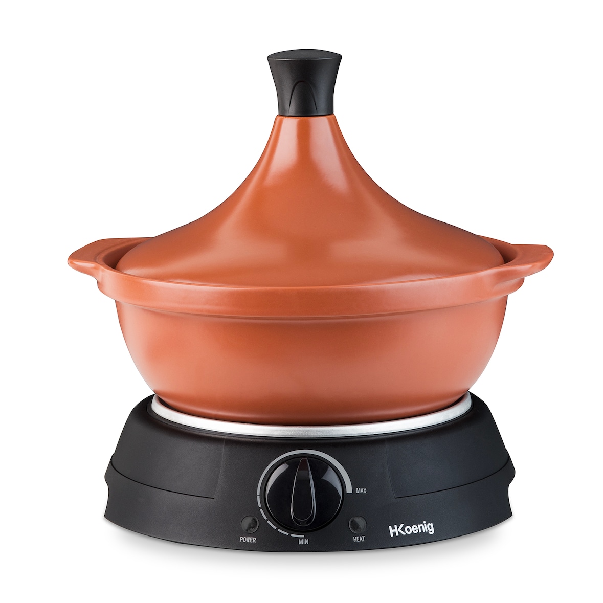 H.Koenig Elektrische Tajine TAJ3 / 3 L / Schmortopf / Terrakotta / Einstellbare Temperatur / Kontrollleuchte / 600 W