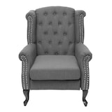 thumbnail of Sillón Chesterfield, sillón reclinable club wing chair, tela/textil repelente al agua ~ gris oscuro sin otomana