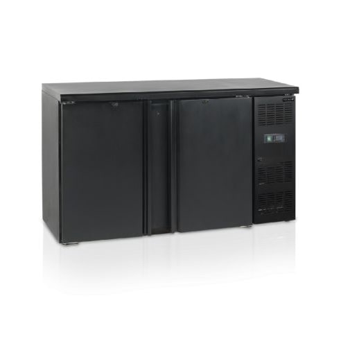 Arrière - bar 2 portes à charnières à fermeture automatique et 4 tablettes inox - 277 L | Tefcold - CBC210