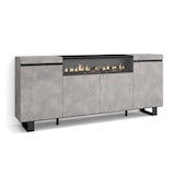 thumbnail of Sideboard, Schrank, Küche, Sideboard, Flurschrank, 200x35x87cm, 4 Türen, Elektrischer Kamin, Industriedesign, Moderner Stil, Zementgrau - 61_12