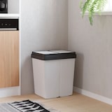 thumbnail of DELUKE® Mülleimer 2 Fächer Küche 2x25L Trenneimer, Mit Müllsackhalter Abfalleimer mit Deckel Büro Doppel-Müllbehälter Kücheneimer 50L, Weiß