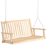 thumbnail of Outsunny banco columpio de madera de 2 plazas con reposabrazos cadenas ajustables y diseño listones carga 200 kg para jardín 117x69x60 cm natural