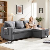 thumbnail of Schlafsofa L-Form 219x142x83 mit Schlaffunktion und Stauraum – Flexibles Sofa in Dunkelgrau mit Chaiselongue