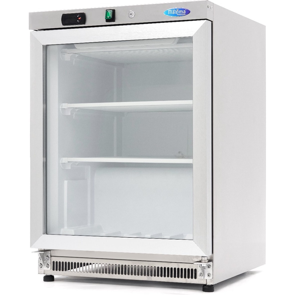 Gefrierschrank - 200L - Edelstahl - mit Glastür