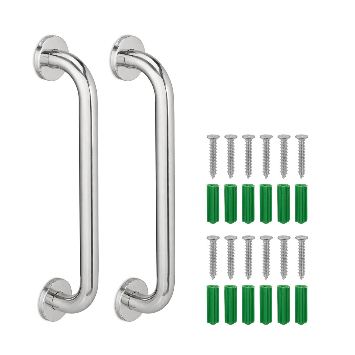 Relaxdays Haltegriffe Badezimmer, 2er Set, Edelstahl, Dusche & Badewanne, 200 kg, Senioren & behinderte Menschen, silber