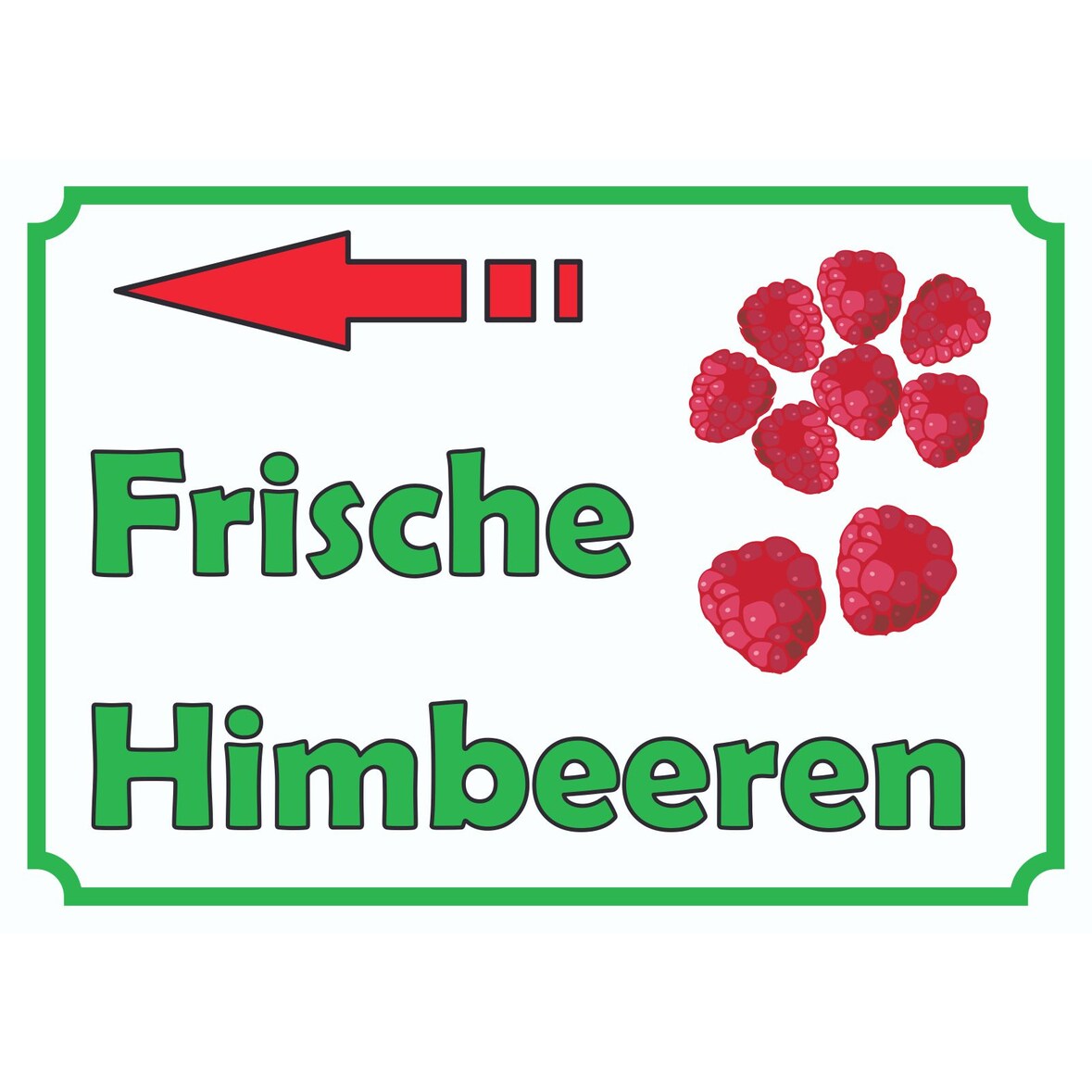 Verkaufsschild Schild Himbeeren links A5 (148x210mm)
