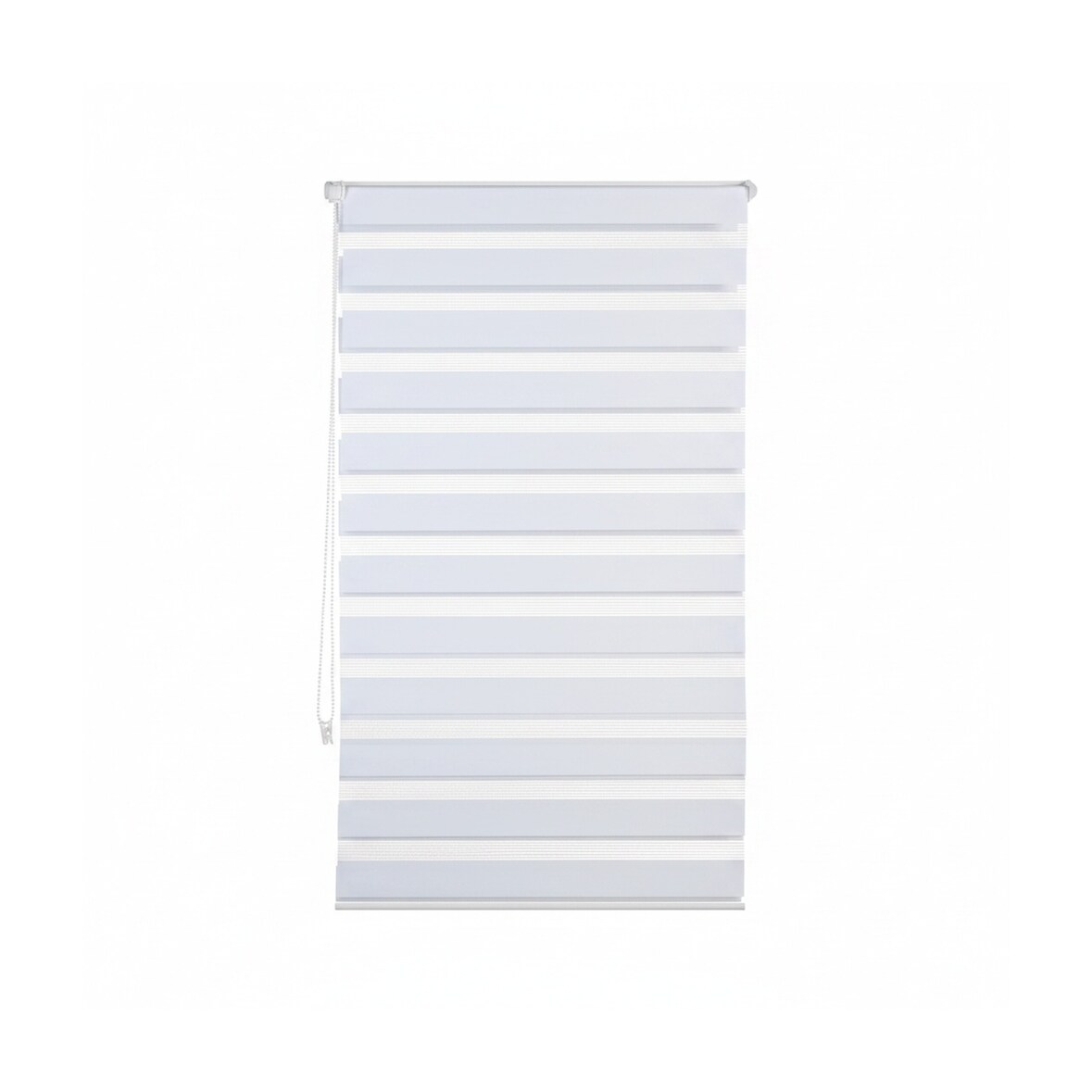 Relaxdays Doppelrollo Klemmfix ohne bohren, Seitenzugrollo mit Streifen, Duo-Rollo für Fenster, Stoff 76x156 cm, weiß