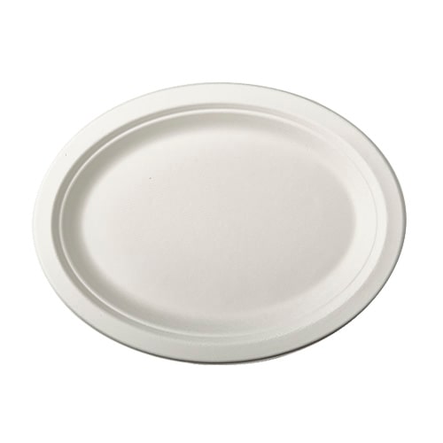 PAPSTAR 50 Teller, Zuckerrohr "pure" oval 26 cm x 20 cm x 2 cm weiss