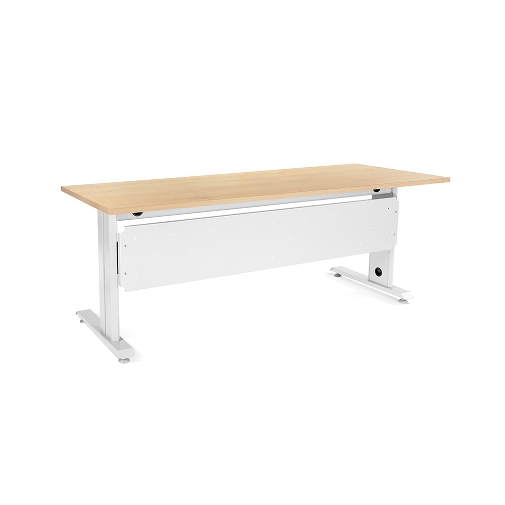 Painel frontal metálica para mesa de 200cm da gama METAL da Rocada. cor branca.