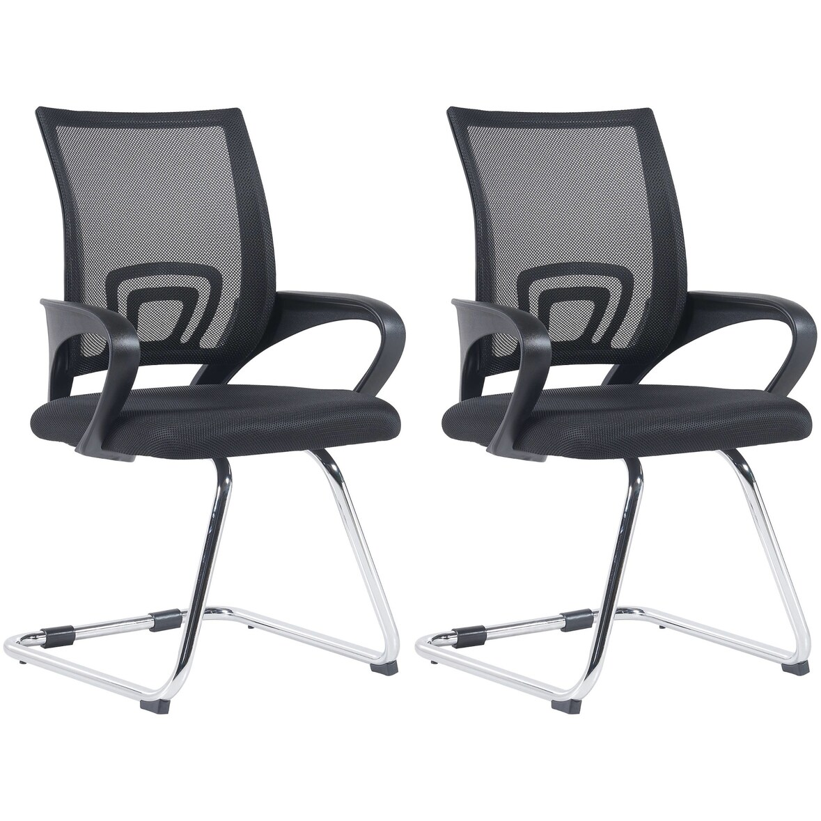 PROREGAL 2er Set Besucherstuhl HARLEM HxBxT 91x59x53cm Stoff Schwarz Konferenzstuhl
