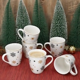 thumbnail of 6x Stars schwarz gold Kaffeebecher 300ml Steingut-Tassen 6 Pers. Weihnachten