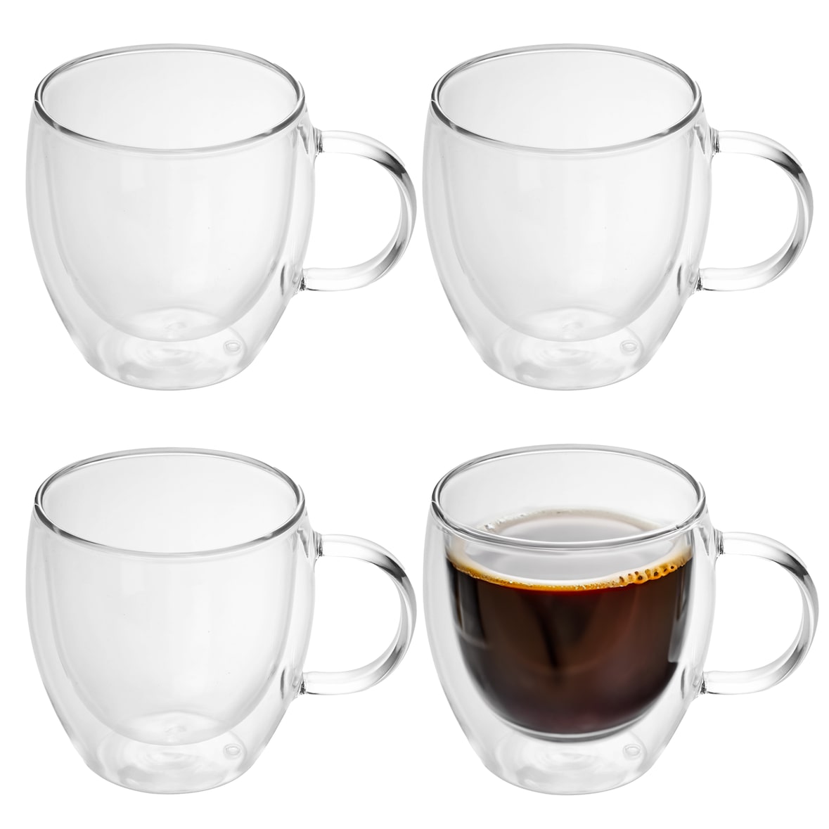 Intirilife 4x Doppelwandiges Thermo Glas Set in 100 - 150ml - Mundgeblasen isoliert für Latte Macchiato, als Teeglas oder Kaffeeglas