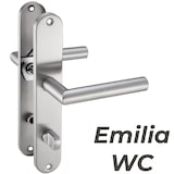 thumbnail of Langschild Drückergarnitur Edelstahl gebürstet EMILIA WC - Badezimmer Türbeschlag für Innentüren