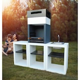 thumbnail of BARBECUE MINI - Barbecue simple en béton peint en blanc et noir - 60x45x174cm