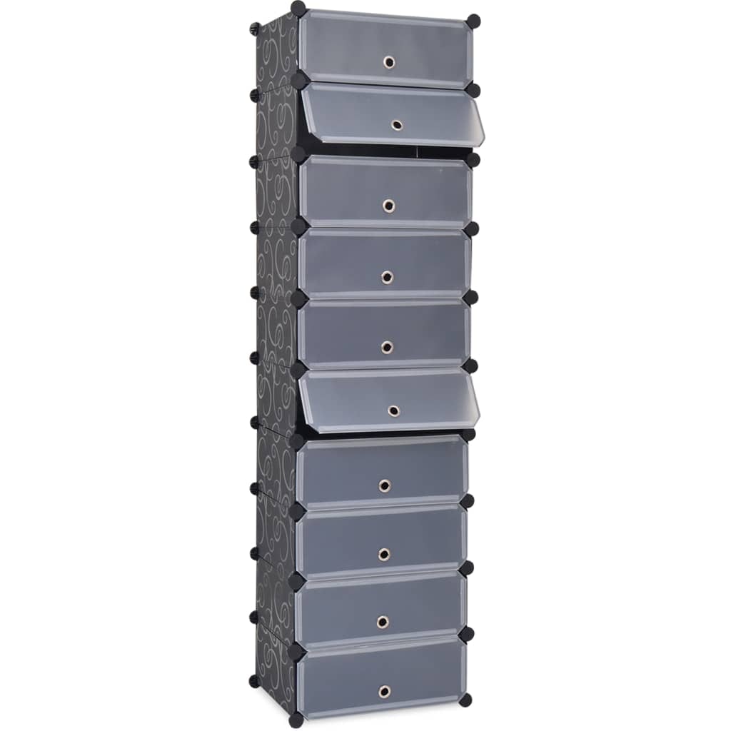 Helloshop26 - Armoire à chaussures range chaussures rangement meuble entrée couloir salon avec 10 compartiments Noir noir 02_0021403