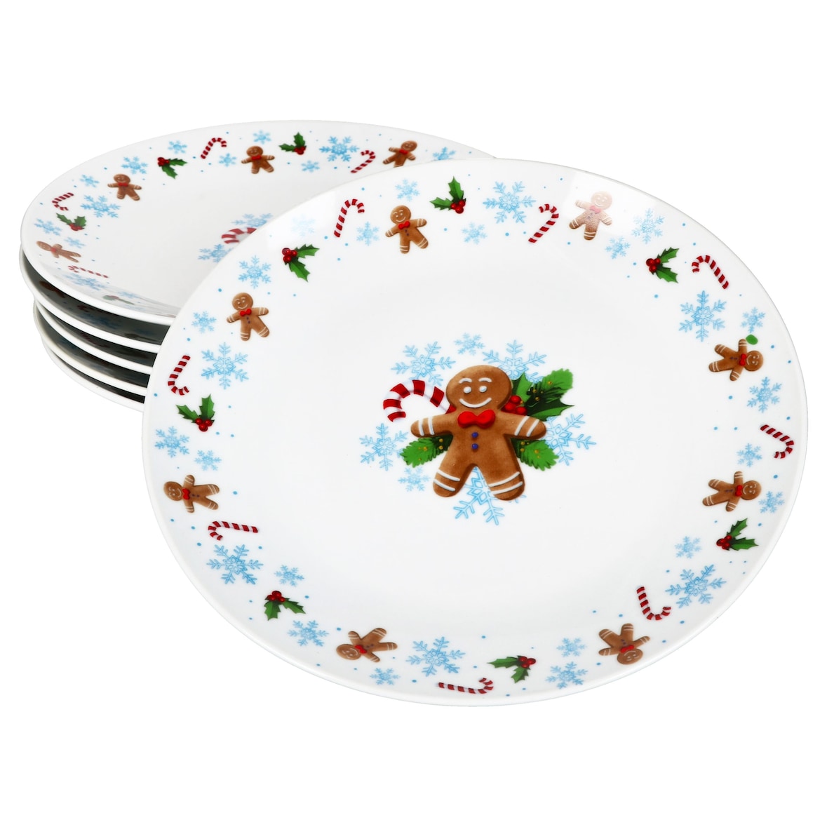 6x Candyman Kuchenteller Porzellan 6 Personen Dessert-Teller Weihnachten eisblau