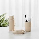 thumbnail of Relaxdays Bad Accessoires, 3-teilig, Seifenschale, Seifenspender, Zahnputzbecher, Polyresin, Bad Zubehör Set, beige