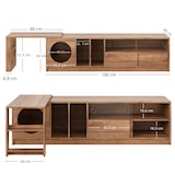 thumbnail of Drehbarer Fernsehschrank 180x40x50 ausziehbar 260cm Katzenruheraum Glas Türen Stauraum MDF Nussbaum modern
