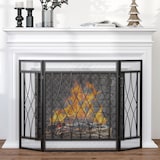 thumbnail of HOMCOM Frente de Lareira Dobrável Frente para Lareira com 3 Painéis com Dobradiças e Estrutura de Metal Decorativa 126x3x80cm Preto