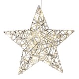 thumbnail of WellHome - Estrela de Natal prateada com 20 luzes LED brancas quentes 30x8x30cm