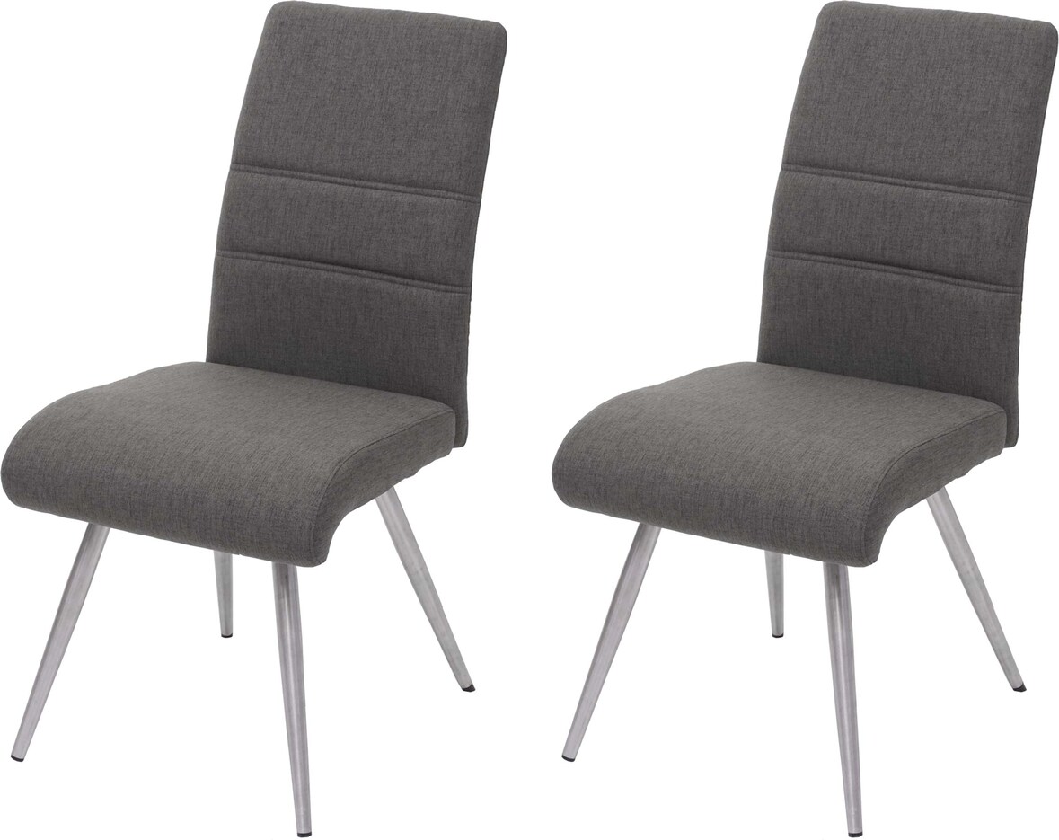Décoshop26 - 2x Küchenstühle mit Bezug aus Stoff und gebürstetem Edelstahl graubraun 04_0000404