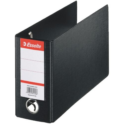 Esselte Ordner Breit DIN A5 80 mm Schwarz 2 Ringe 47097 Pappkarton Matt Querformat