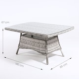 thumbnail of Mesa centro para exterior, Aluminio y rattán sintético redondo, Color gris, Tamaño: 140x85x67 cm