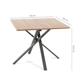 thumbnail of Table carrée 90x90 cm, pieds croisés en métal, plateau stratifié, table à manger pour 4 personnes, pieds en X, style moderne - Carlo - Bois
