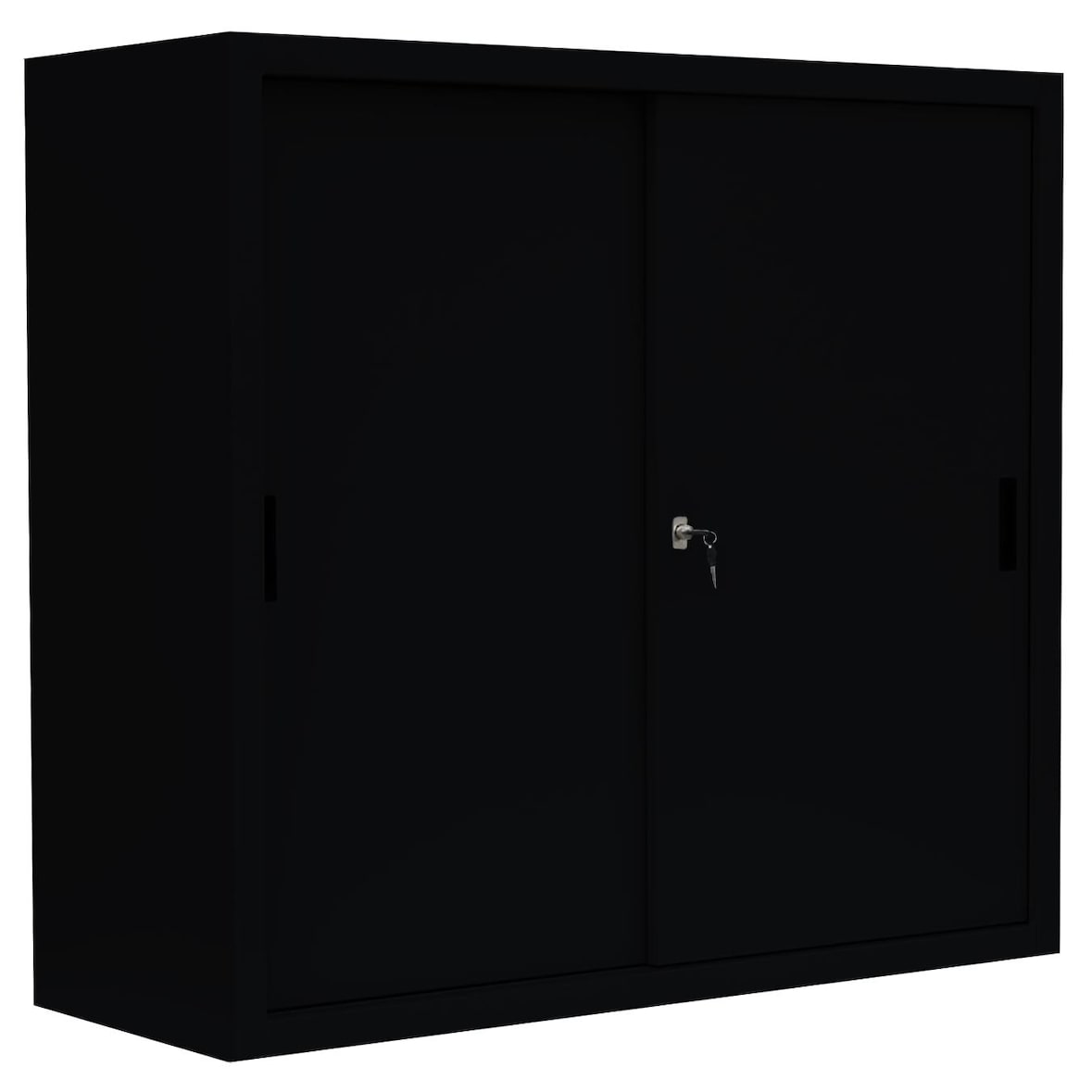 Schiebetürenschrank Büro Aktenschrank Sideboard aus Stahl Schwarz 1090 x 1200 x 450 mm (HxBxT) 550149