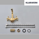 thumbnail of EVA | Vintage Wasserhahn Bad Gold glänzend Bad Armatur | Retro Premium Edelstahl Armatur für Waschbecken | Hotel Gastro Mischbatterie 2 Anschlüsse