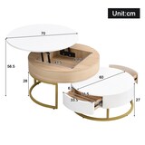 thumbnail of Couchtisch Set Weiß Holzoptik 70x70x56 mit zwei Schubladen und höhenverstellbarer Tischplatte – Flexibel, Stauraum, modernes Design