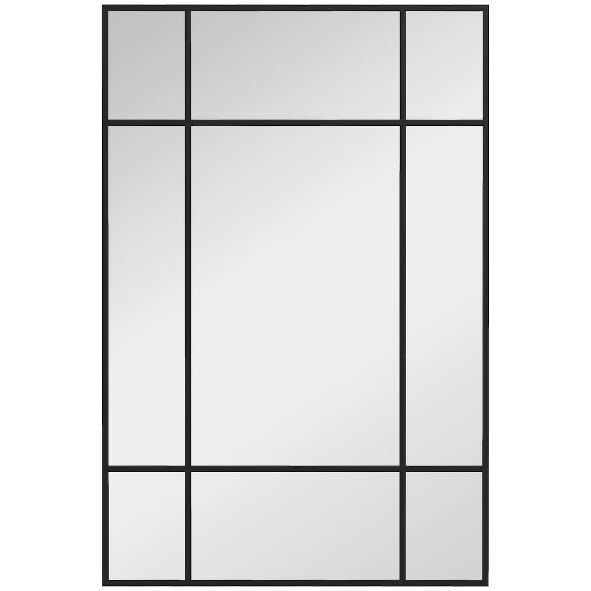 Espejo Rectangular de Pared Espejo de Ventana 90x60 cm con Marco de Metal Espejo Decorativo para Salón Dormitorio Entrada Negro