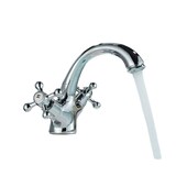 thumbnail of EVA | Vintage Wasserhahn Bad Chrom glänzend Bad Armatur | Retro Premium Edelstahl Armatur für Waschbecken | Hotel Gastro Mischbatterie 2 Anschlüsse