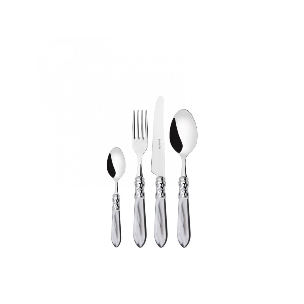 aladdin chromring, besteckset 24 tlg. grauem griff, galeriebox, casa bugatti