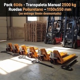 thumbnail of PACK 6Uds - Transpaleta Manual 2500 kg – Ruedas Poliuretano – 1150x550 mm (se entrega timón desmontado)