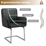 thumbnail of Merax 2er Set Esszimmerstühle, Polsterstühle, mit vertikalen Streifen, Gepolsterter Sessel mit zickzackförmige Metallbeine, PU, Schwarz