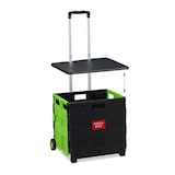 thumbnail of Relaxdays Einkaufstrolley klappbar, bis 35 kg, 50 l Kiste, mit Teleskopgriff, 2 Rollen, Transport Trolley, grün/schwarz