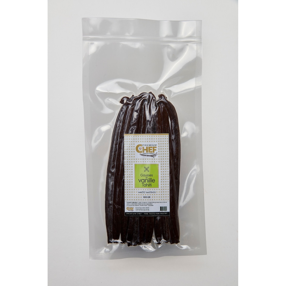 Gousse de Vanille qualité Extra origine Tahiti sache sous-vide 100g PREMIUM CHEF
