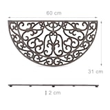 thumbnail of Relaxdays Fußabtreter Gusseisen rund, BxT: 60x31 cm, Jugendstil Schuhabstreifer, robustes Metall, Anti-Rutsch, bronze