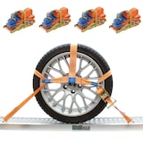 thumbnail of 4x Spanngurte Autotransport Zurrgurt Radsicherung PKW KFZ Trailer Anhänger Verzurrsystem ORANGE