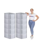 thumbnail of PROREGAL SparSet 10x Eurobox NextGen Economy mit Auflagedeckel & 4x Verschlüsse Blau, Griffe zu, HxBxT 32x40x60cm, 65L, Eurobehälter, Box