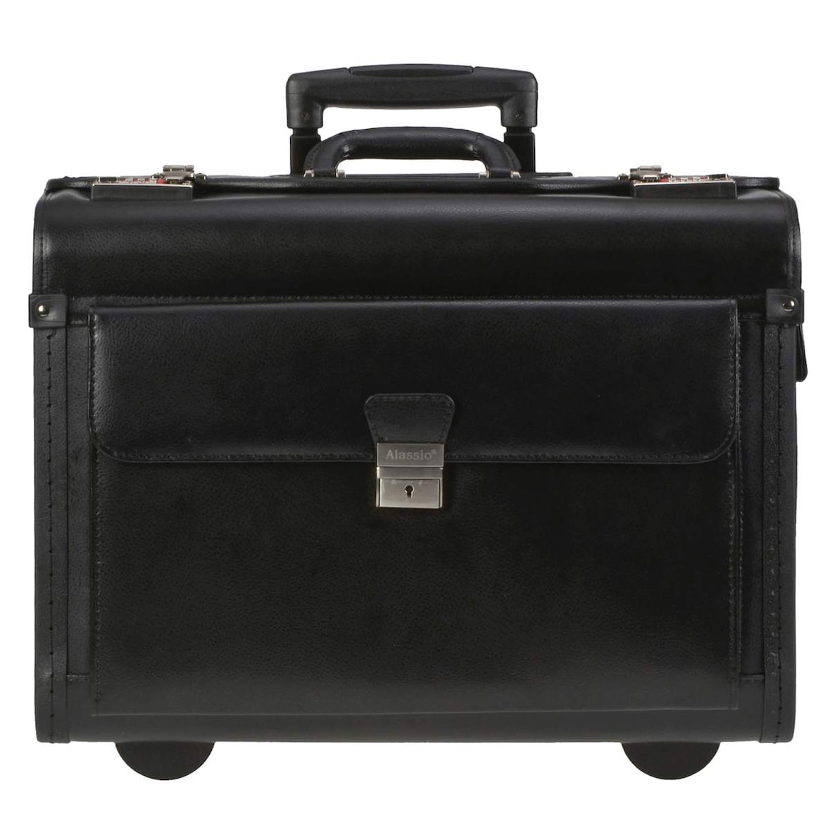 Alassio Pilotenkoffer Leder Trolley Business Aktentasche Aktenkoffer Silvana schwarz 92705