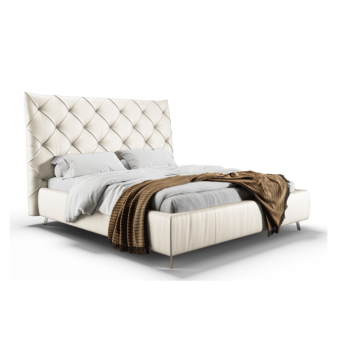 KAWOLA Bett ANNY Polsterbett Leder weiß 180x200cm